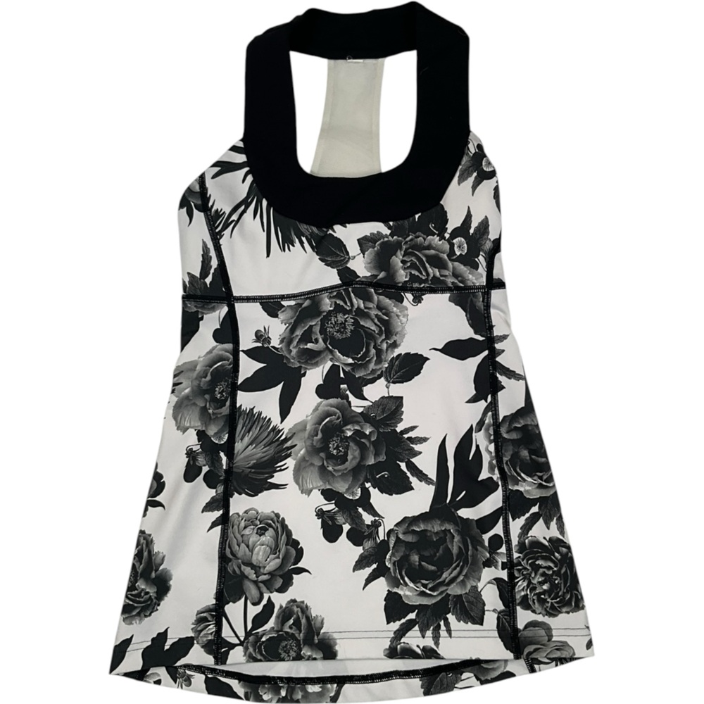Lululemon Push Ur Limits Tank Brisk Bloom Black White / Black W1E69S Size 4